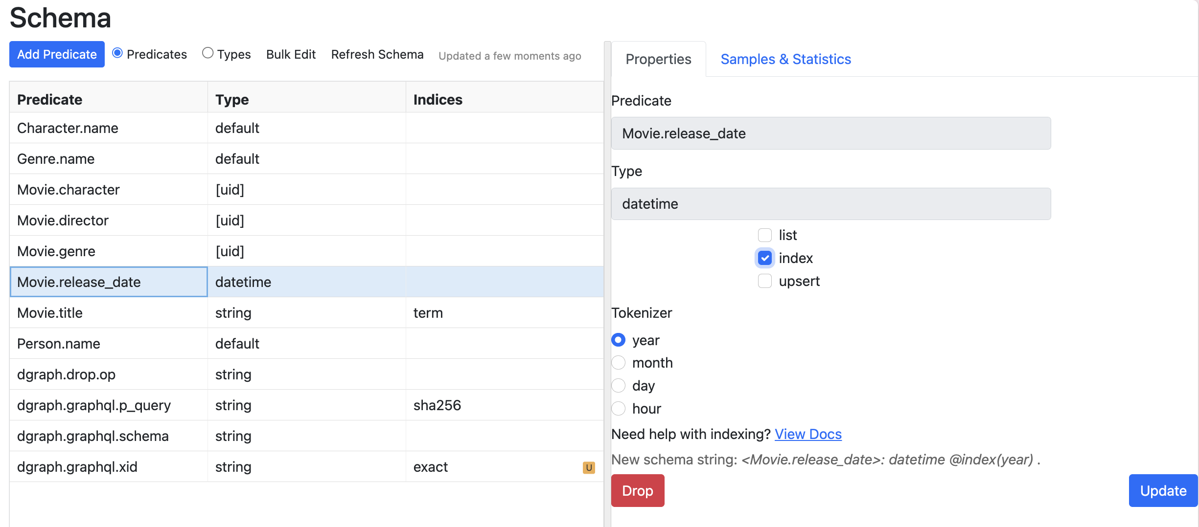 Adding an index for movie release date